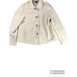 Lands' End Women's Wool Coat Size  8 Camel  Button Down Short Formal